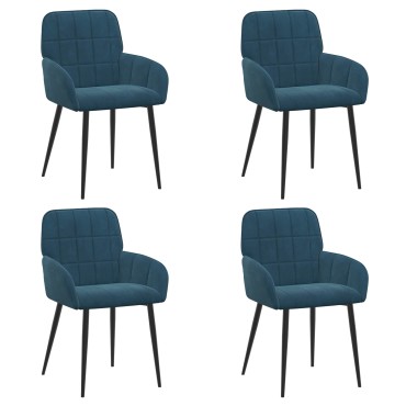 vidaXL Καρέκλες φαγητού 4 τεμ. Βελούδο Μπλε 57x50x85cm