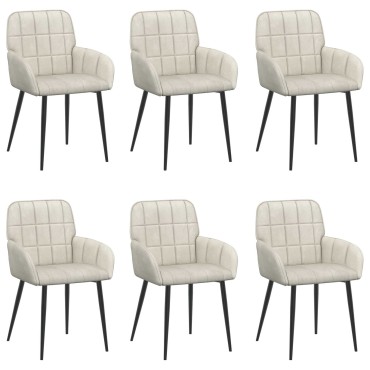 vidaXL Καρέκλες φαγητού 6 τεμ. Βελούδο Κρεμ 57x50x85cm