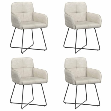 vidaXL Καρέκλες φαγητού 4 τεμ. Βελούδο Κρεμ 59x56,5x86cm