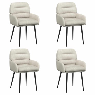 vidaXL Καρέκλες φαγητού 4 τεμ. Βελούδο Κρεμ 59x59,5x90 εκ