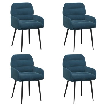vidaXL Καρέκλες φαγητού 4 τεμ. Βελούδο Μπλε 59x59,5x90 εκ