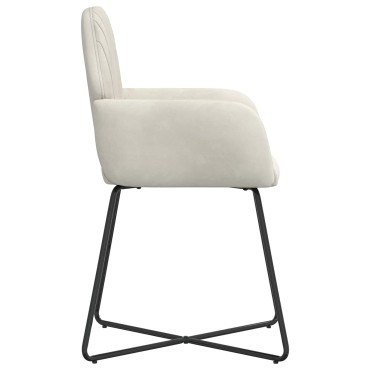 vidaXL Καρέκλες φαγητού 6 τεμ. Βελούδο Κρεμ 55x50x84cm