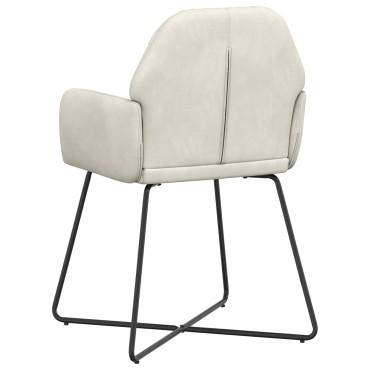vidaXL Καρέκλες φαγητού 6 τεμ. Βελούδο Κρεμ 55x50x84cm