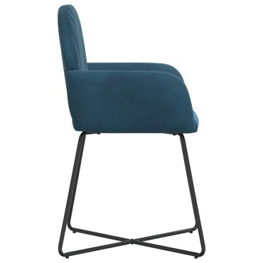 vidaXL Καρέκλες φαγητού 6 τεμ. Βελούδο Μπλε 55x50x84cm