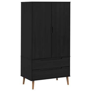 vidaXL Ντουλάπι MOLDE Μαύρο 90x55x175cm Μασίφ Ξύλο Πεύκου