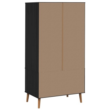 vidaXL Ντουλάπι MOLDE Μαύρο 90x55x175cm Μασίφ Ξύλο Πεύκου