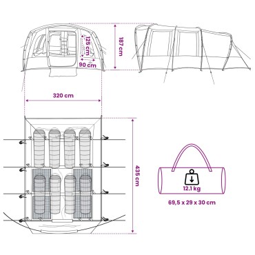 vidaXL Σκηνή τούνελ Λαδί 427 x 315 x 178 εκ Πολυεστέρας και Χάλυβας