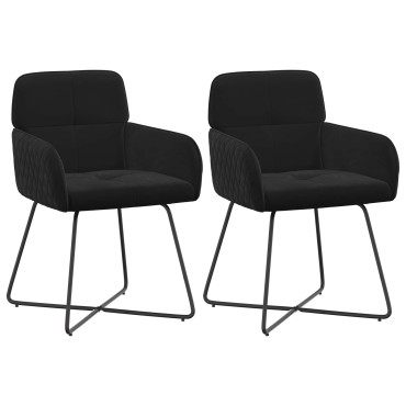 vidaXL Καρέκλες φαγητού 2 τεμ. Βελούδο Μαύρο 59x56,5x86cm