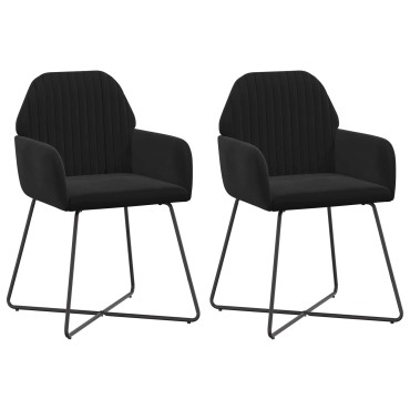 vidaXL Καρέκλες φαγητού 2 τεμ. Βελούδο Μαύρο 55x50x84cm