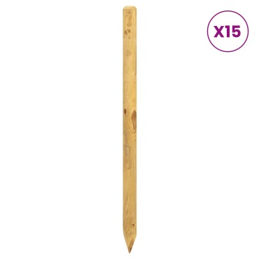 vidaXL Πό posts φράχτη 15 τμχ. Πράσινο Μασίφ Ξύλο Πεύκου 4x100cm