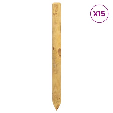 vidaXL Πό posts φράχτη 15 τμχ. Πράσινο Μασίφ Ξύλο Πεύκου 6x60cm