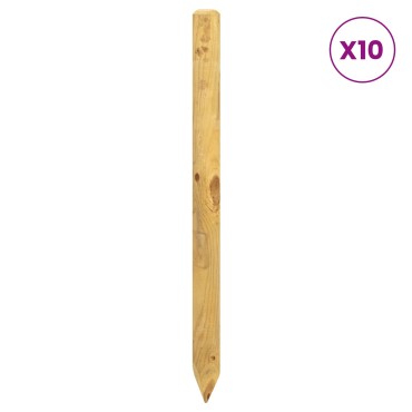 vidaXL Πό posts φράχτη 10 τμχ. Πράσινο Μασίφ Ξύλο Πεύκου 6x120cm