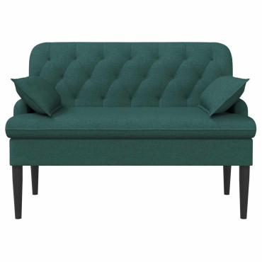 vidaXL Love seat με κουμπιά Σκούρο Πράσινο 111x68x80cm Ύφασμα