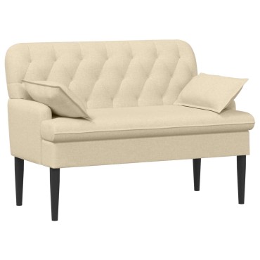 vidaXL Love seat με κουμπιά Κρεμ 111x68x80cm Ύφασμα