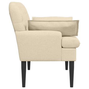 vidaXL Love seat με κουμπιά Κρεμ 111x68x80cm Ύφασμα