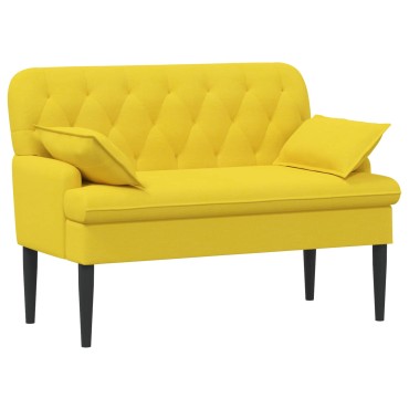 vidaXL Love seat με κουμπιά Ανοιχτό Κίτρινο 111x68x80cm Ύφασμα