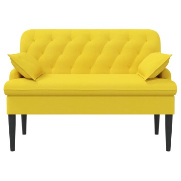 vidaXL Love seat με κουμπιά Ανοιχτό Κίτρινο 111x68x80cm Ύφασμα