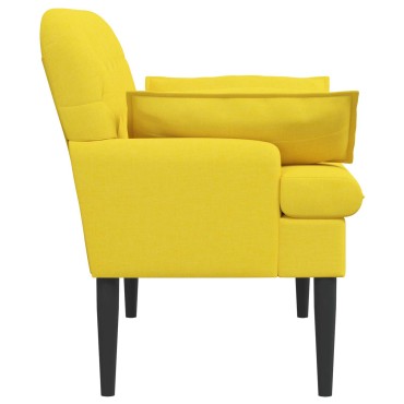 vidaXL Love seat με κουμπιά Ανοιχτό Κίτρινο 111x68x80cm Ύφασμα