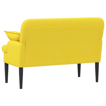 vidaXL Love seat με κουμπιά Ανοιχτό Κίτρινο 111x68x80cm Ύφασμα