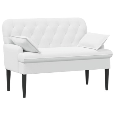 vidaXL Love seat με κουμπιά Λευκό 111x68x80cm Ύφασμα