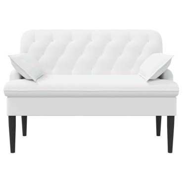 vidaXL Love seat με κουμπιά Λευκό 111x68x80cm Ύφασμα