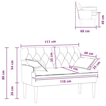vidaXL Love seat με κουμπιά Μπλε τζην 111x68x80cm Ύφασμα