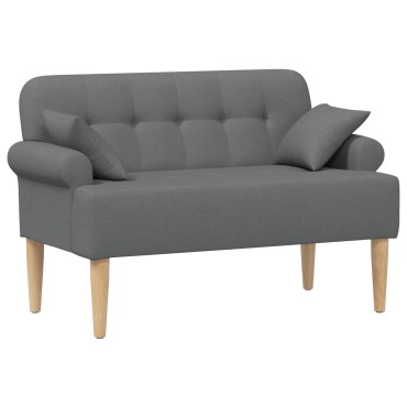 vidaXL Love seat με κουμπιά Σκούρο Γκρι 120x65x79cm Ύφασμα