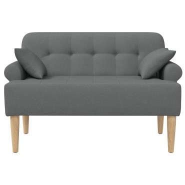 vidaXL Love seat με κουμπιά Σκούρο Γκρι 120x65x79cm Ύφασμα