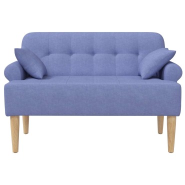 vidaXL Love seat με κουμπιά Μπλε τζην 120x65x79cm Ύφασμα