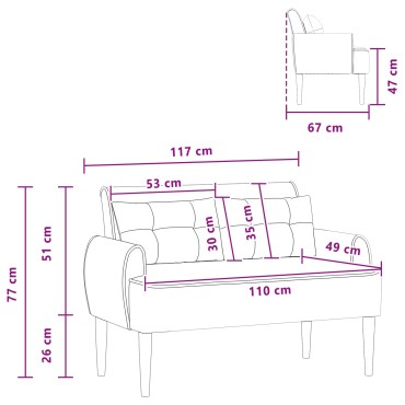 vidaXL Love seat με κουμπιά Σκούρο Γκρι 117x67x77cm Μπουκλέ