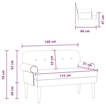 vidaXL Love seat με κουμπιά Κίτρινο 120x66x78cm Βελούδο