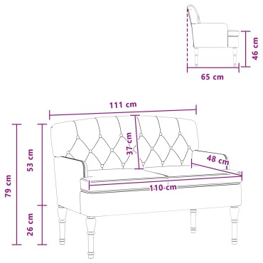 vidaXL Love seat με κουμπιά Μπλε 111x65x79cm Βελούδο
