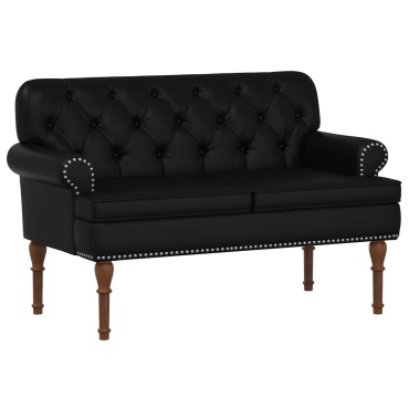 vidaXL Love seat με κουμπιά Μαύρο 120x65x77cm Τεχνητό Δέρμα
