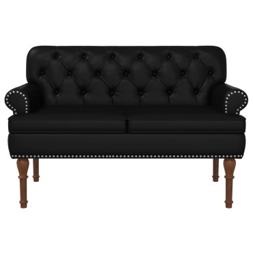 vidaXL Love seat με κουμπιά Μαύρο 120x65x77cm Τεχνητό Δέρμα