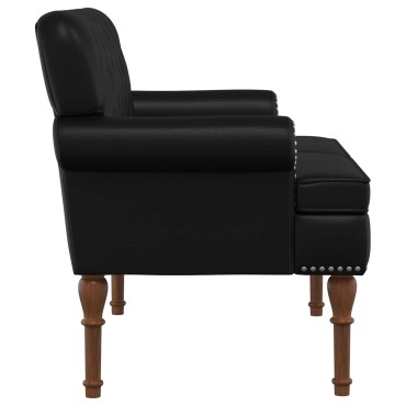 vidaXL Love seat με κουμπιά Μαύρο 120x65x77cm Τεχνητό Δέρμα