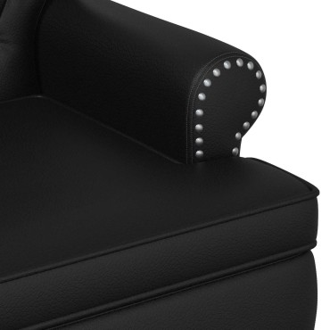 vidaXL Love seat με κουμπιά Μαύρο 120x65x77cm Τεχνητό Δέρμα