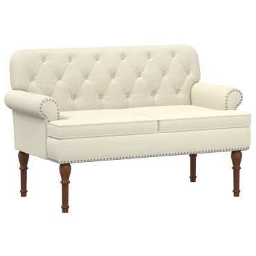 vidaXL Love seat με κουμπιά Κρεμ 120x65x77cm Τεχνητό Δέρμα