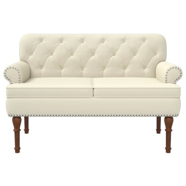 vidaXL Love seat με κουμπιά Κρεμ 120x65x77cm Τεχνητό Δέρμα
