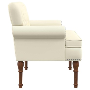 vidaXL Love seat με κουμπιά Κρεμ 120x65x77cm Τεχνητό Δέρμα