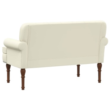 vidaXL Love seat με κουμπιά Κρεμ 120x65x77cm Τεχνητό Δέρμα