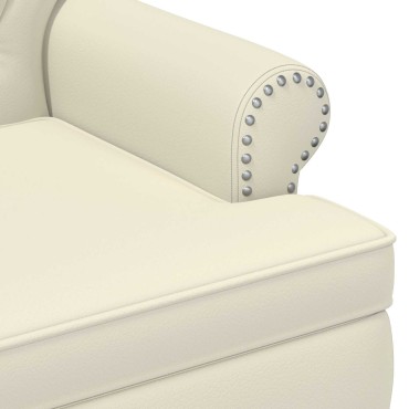 vidaXL Love seat με κουμπιά Κρεμ 120x65x77cm Τεχνητό Δέρμα