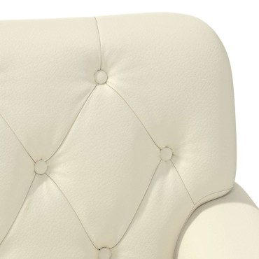 vidaXL Love seat με κουμπιά Κρεμ 120x65x77cm Τεχνητό Δέρμα
