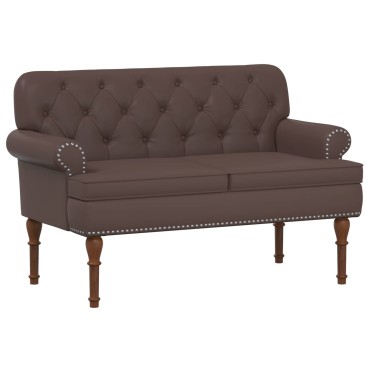 vidaXL Love seat με κουμπιά Καφέ 120x65x77cm Τεχνητό Δέρμα