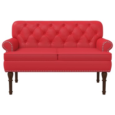 vidaXL Love seat με κουμπιά Κόκκινο 120x65x77cm Τεχνητό Δέρμα