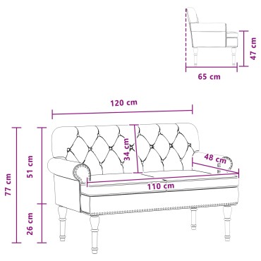 vidaXL Love seat με κουμπιά Καπουτσίνο 120x65x77cm Τεχνητό Δέρμα