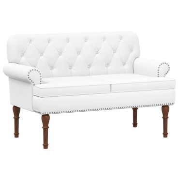 vidaXL Love seat με κουμπιά Λευκό 120x65x77cm Τεχνητό Δέρμα