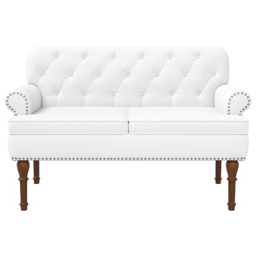 vidaXL Love seat με κουμπιά Λευκό 120x65x77cm Τεχνητό Δέρμα