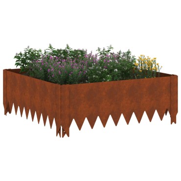 vidaXL Περίγραμμα γκαζόν 4 τμχ. 60 x 60 x 20 εκ Ατσάλι Σκ rusty