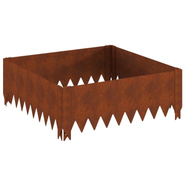 vidaXL Περίγραμμα γκαζόν 4 τμχ. 60 x 60 x 20 εκ Ατσάλι Σκ rusty
