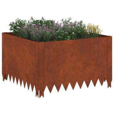 vidaXL Περίγραμμα γκαζόν 4 τμχ. 60 x 60 x 35 cm Ατσάλι Σκ rusty
